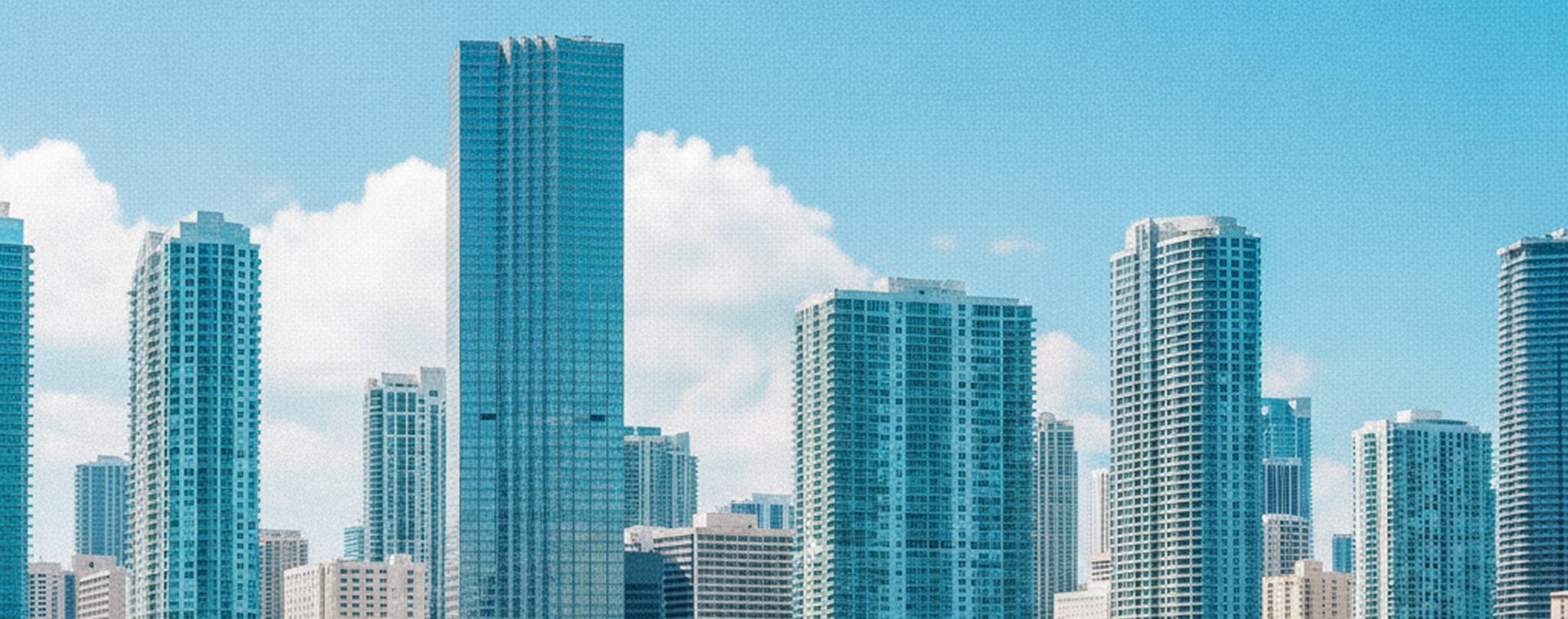 The Brickell skyline in Miami, seen across Biscayne Bay