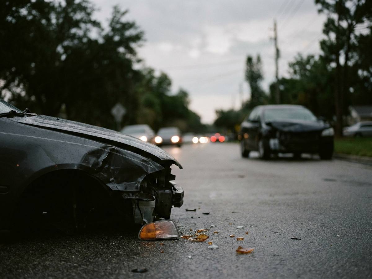 Tráfico en una interestatal de Florida al anochecer