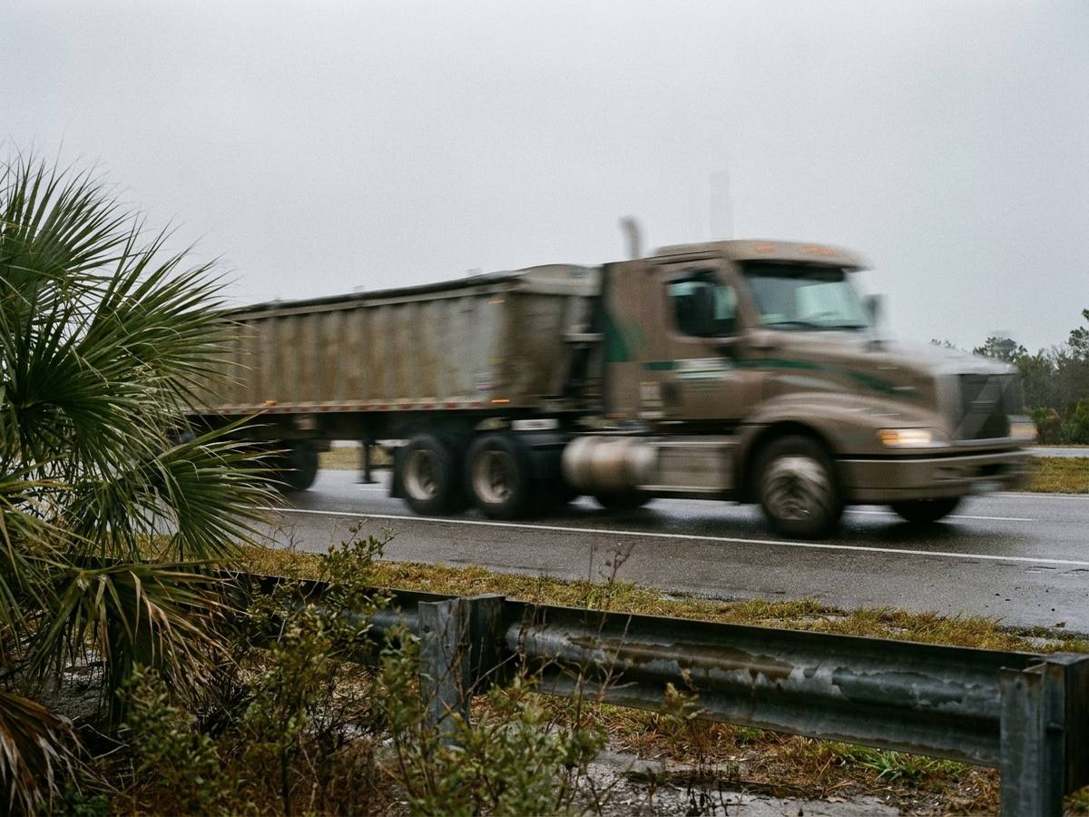 Camiones de carga en una carretera de Florida